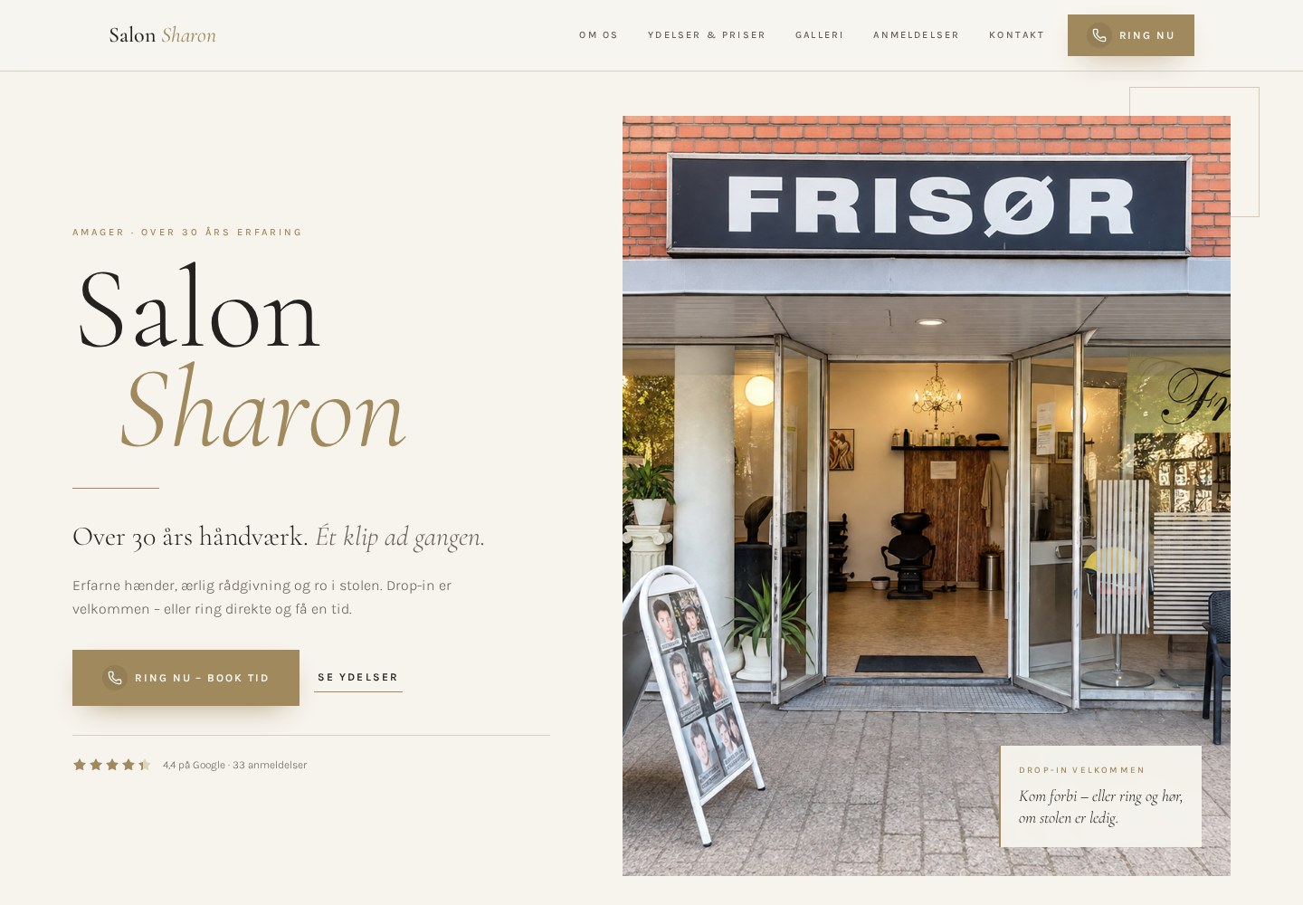 Hjemmeside for Salon Sharon